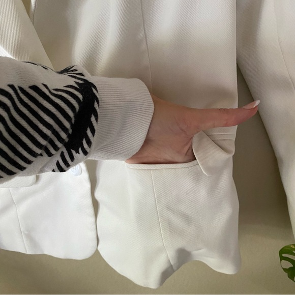 Forever 21 White Blazer Suit Jacket with Pockets Business Casual Professional - Picture 3 of 5